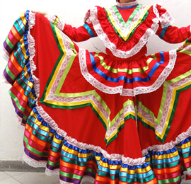 Vestido de Adelita rojo Damas El Faraón