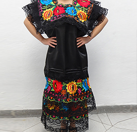 Vestido típico de Yucatan negro Damas